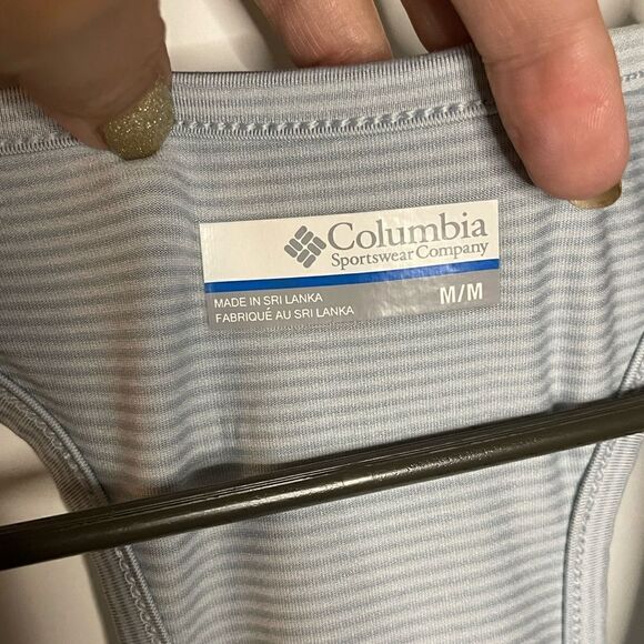 S23 Columbia Size Medium Racerback Striped Tank Top - Picture 3 of 4